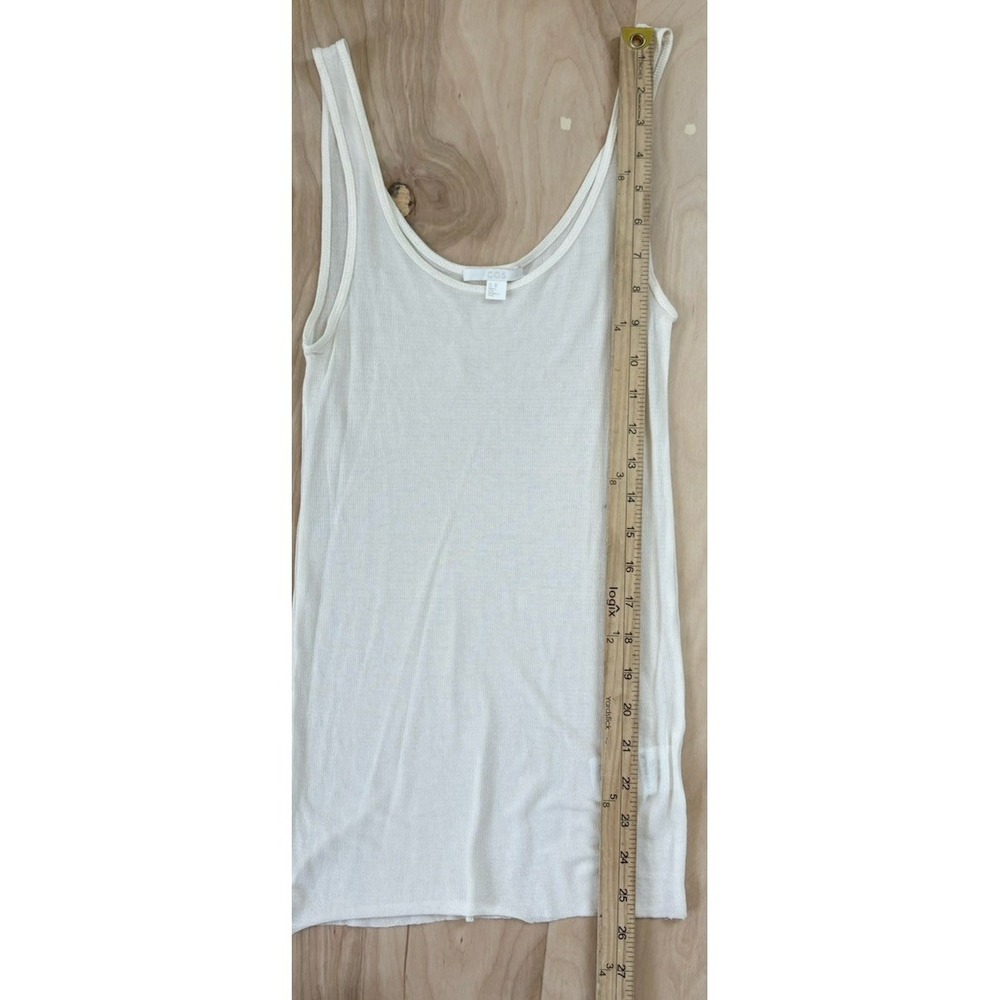 COS Ribbed Silk Tank Top Ivory Capsule Classic Semi Sheer Womens XS Minimalist - Picture 5 of 8